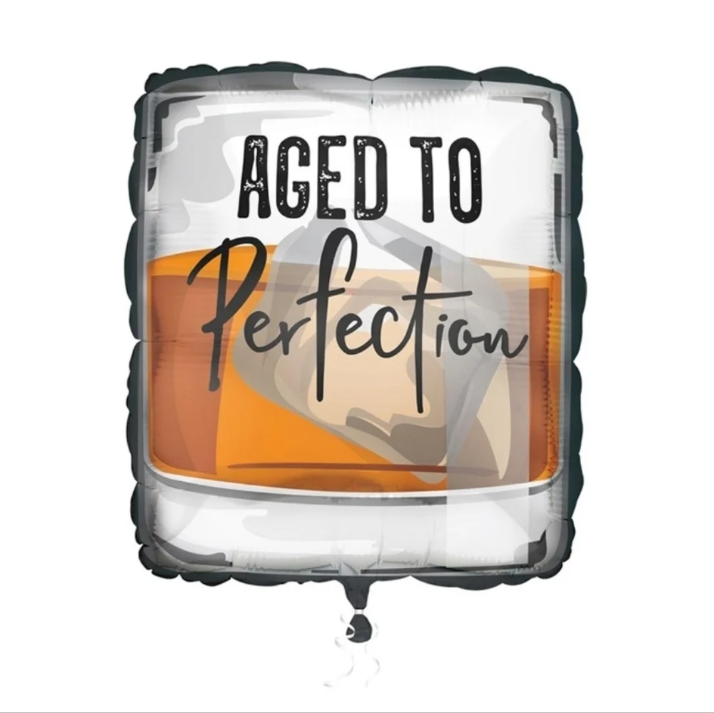Unique Aged to Perfection Whiskey Glass Foil Balloon